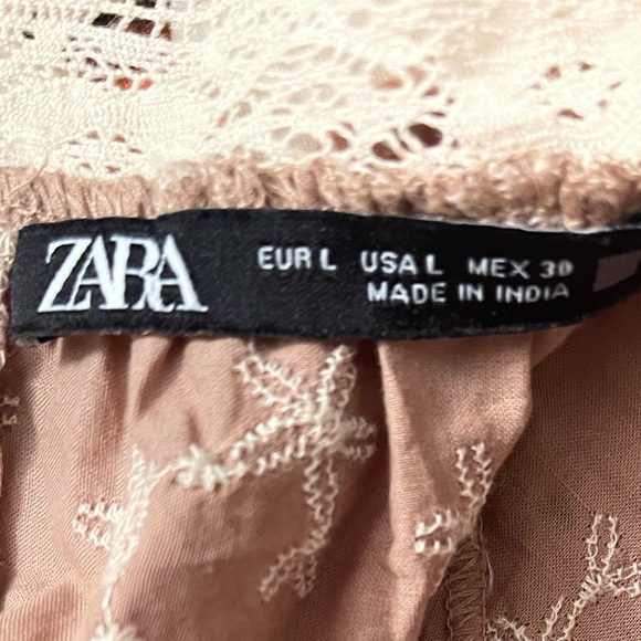 NEW Zara Beige Peasant Blouse with Balloon Sleeve Embroidered High Neck Blouse - Picture 5 of 8